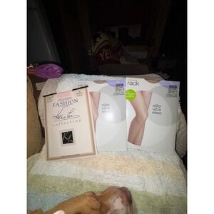 3 pks NORDSTROM RACK Silky Ultra Sheer Control Top Pantyhose Soft Beige Size D